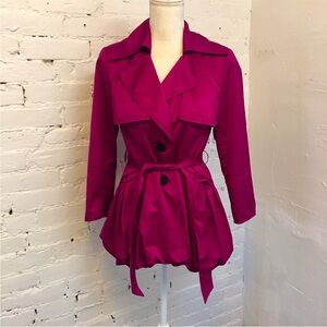 Lafayette 148 New York bubble hem shirt trench coat fuchsia size 2